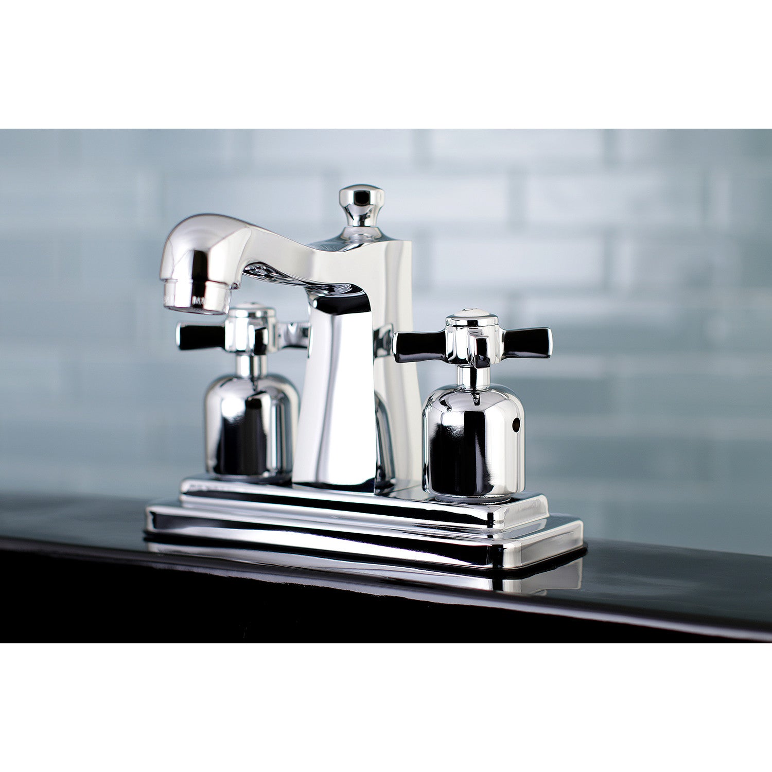 Kingston Tulare FB4641ZX - Millennium Double-Handle 3-Hole Deck Mount 4-Inch Centerset Bathroom Faucet with Pop-Up Drain, Polished Chrome — thumbnail 2